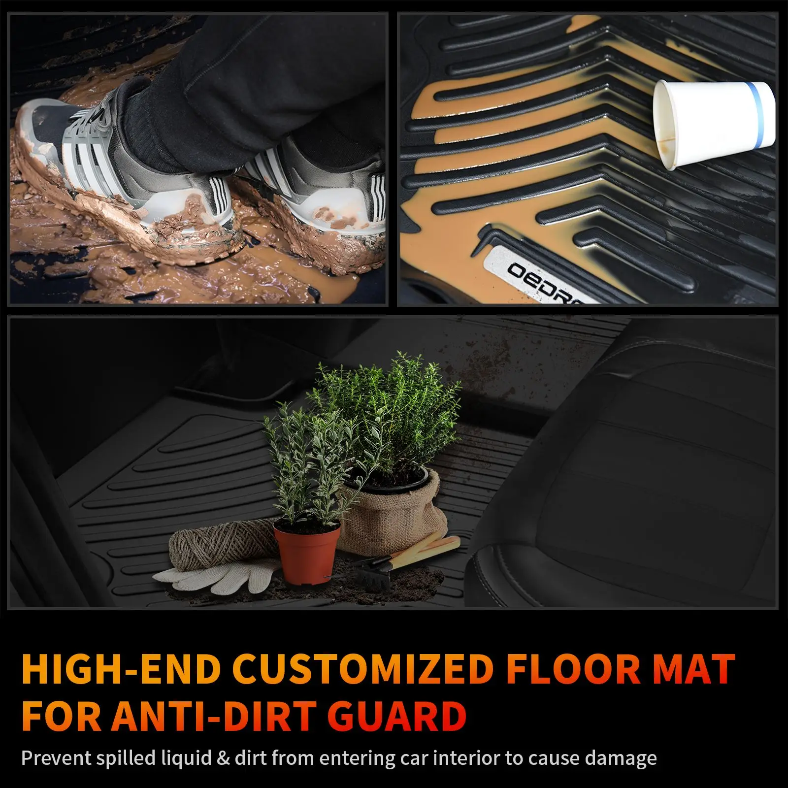 OEDRO Foot Mats Liners Fits For 2016 2017 2018 Hyundai Tucson TPE Rubber All Weather