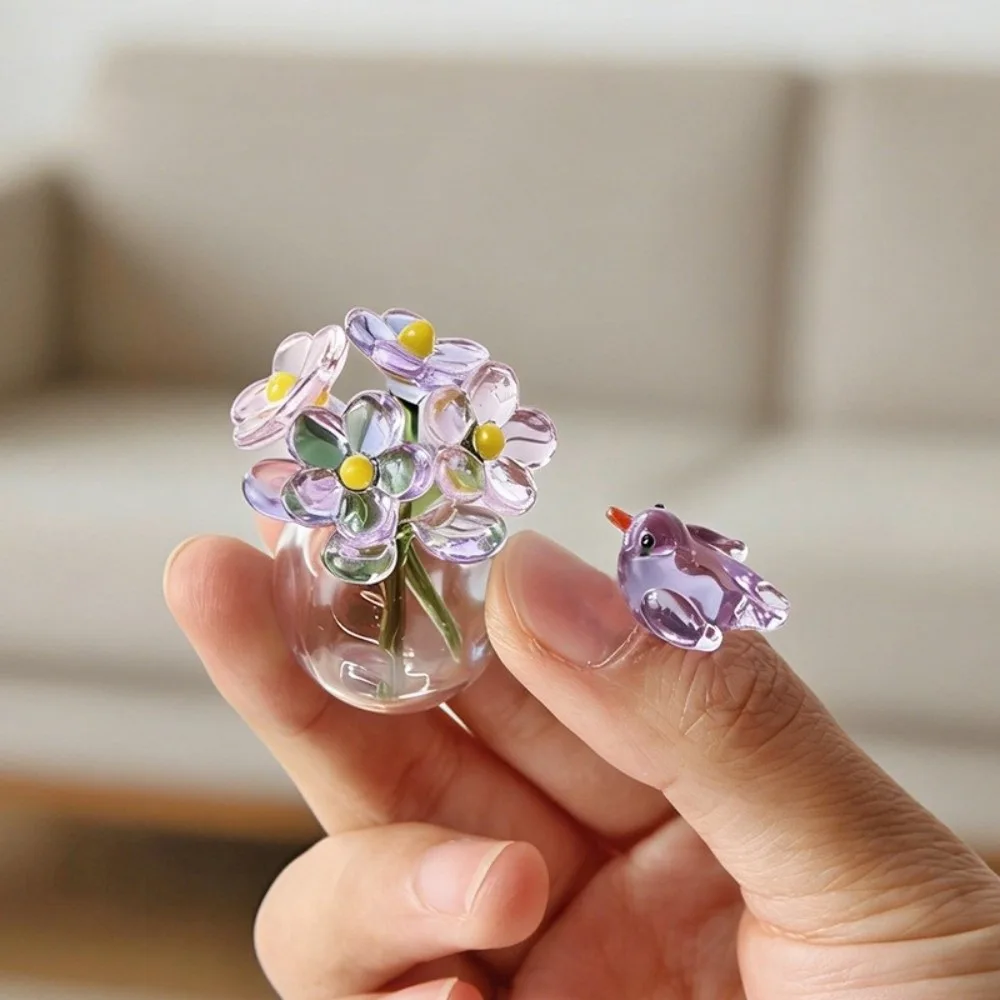 Hand-Blown Mini Colored Glass Flower Bouquet