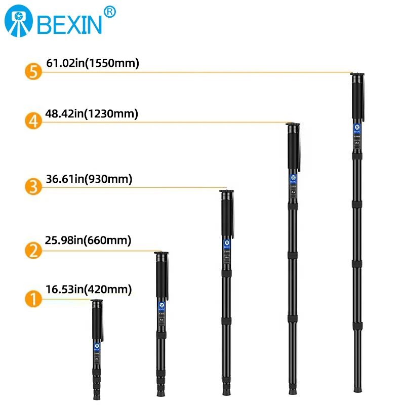 BEXIN 휴대용 여행용 모노포드 브래킷, 디지털 DSLR 카메라용 삼각대 볼헤드 장착, 전문가용 알루미늄 합금, P285A