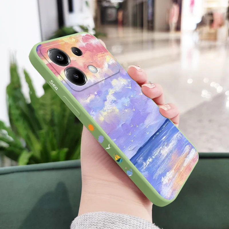 Sky Painting Silicone Phone Case - Artistic Protective Cover