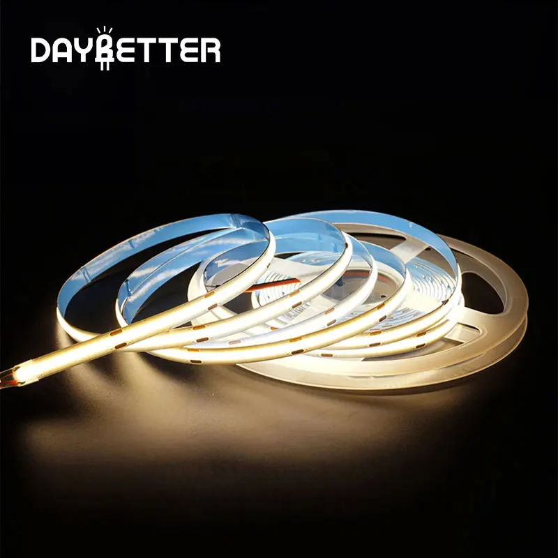 

8mm Super Thin COB LED Strip Lights for Home Decor 320LEDs/m High Density Flexible Tape Light DC24V Warm White 3000K Dimmable