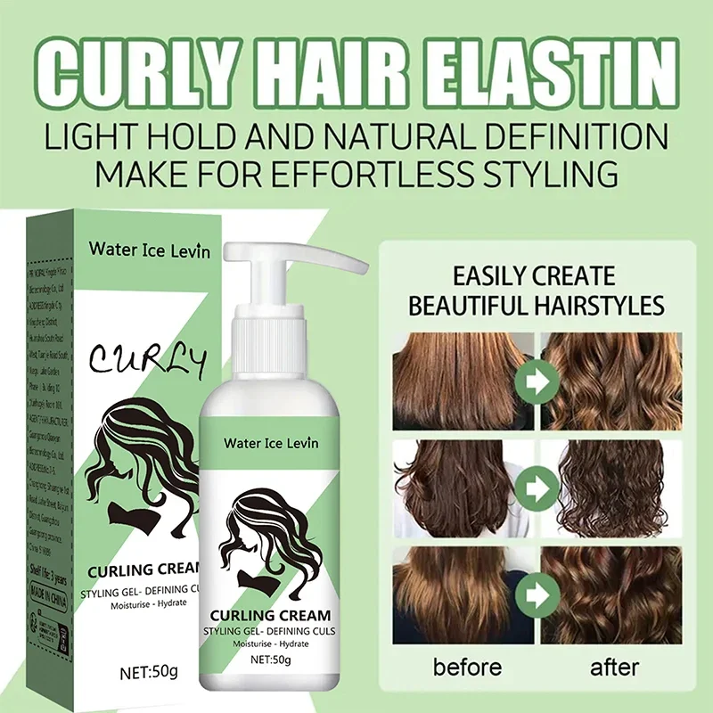 Curly Hair Styling Cream Curl Enhancers Booster Defining Moisturizing Elastin Repair