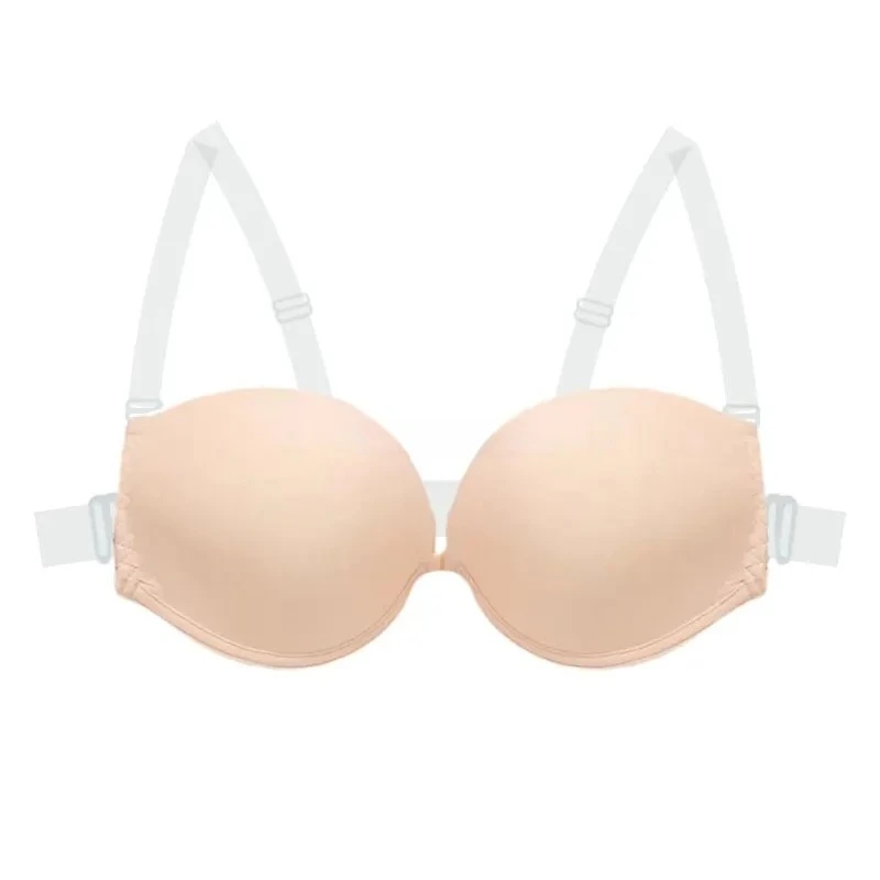Multiway Backless Bra Push Up - Invisible Bralette with Removable Transparent Straps for Bridal, Evening Wear, Sexy Lingerie