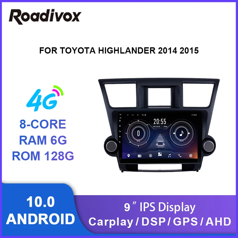 

9" android 10.0 car radio video gps navigation player for Toyota Highlander 2014 2015 multimedia autoradio stereo head unit