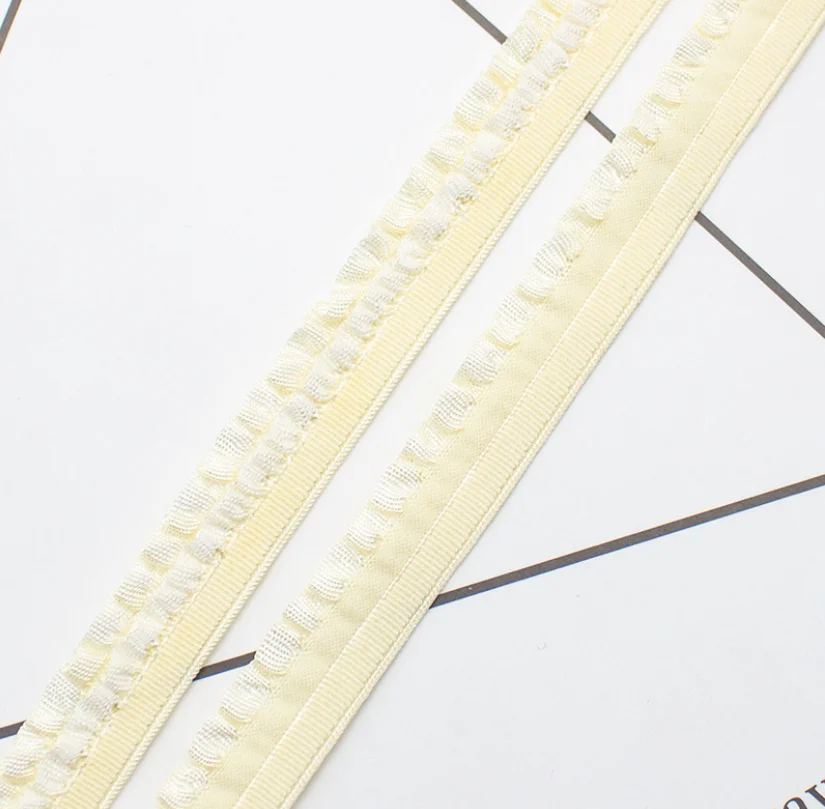 Lace Ribbon Sewing Craft Elastic Ruffle Trim Embellishment 2 Layers 5 Meters 12mm