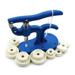 Premium Watch Back Press Tool with 12 - Piece Plastic Die Set for Crystal and Case Repair (Blue)