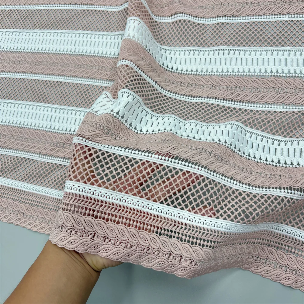 Nigerianischer Spitzenstoff im neuen Stil, 2025, hochwertige Spitze, wasserlöslich, bestickt, modischer weicher Spitzenstoff, 5 Yards – Detail 13