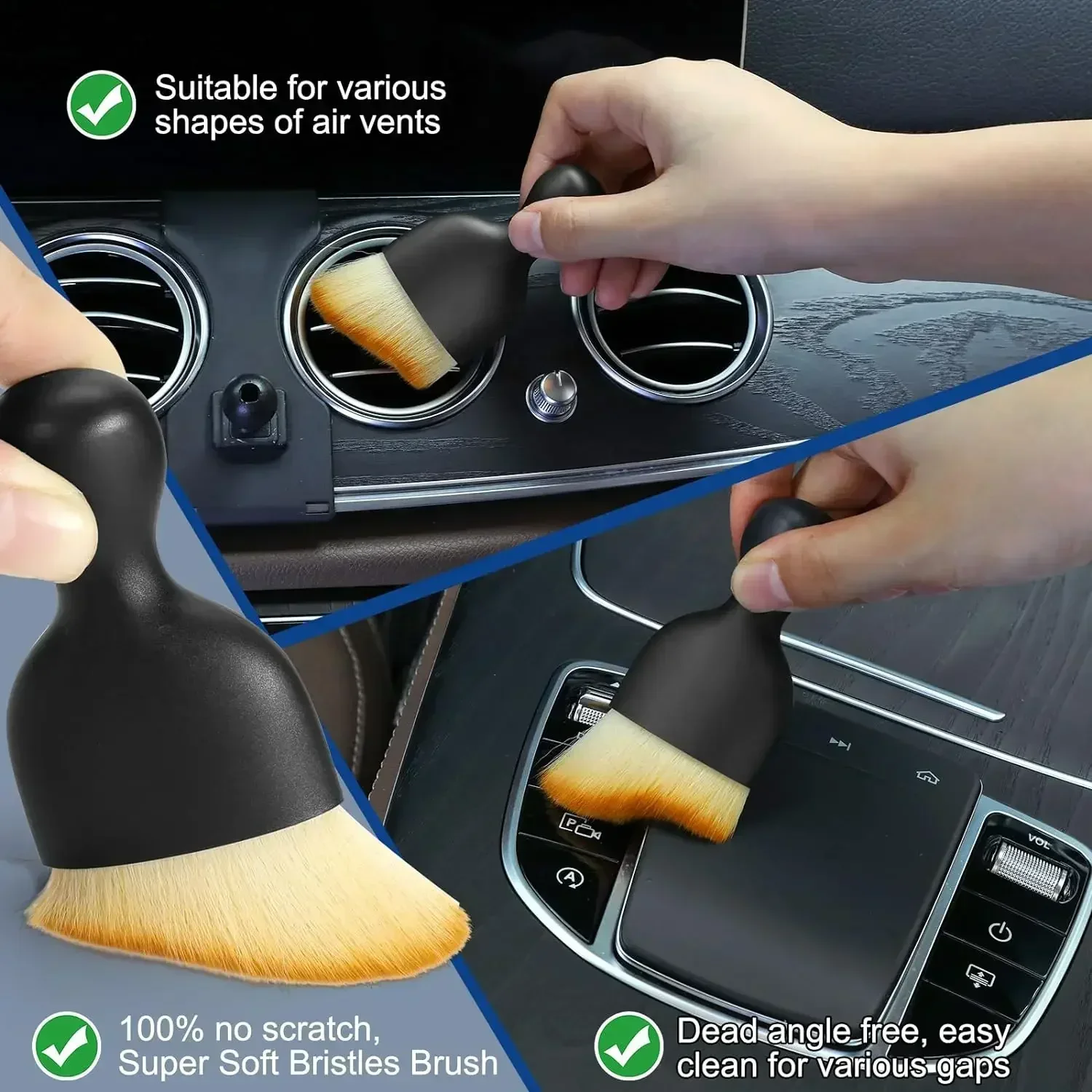 1/2/5/6 Stück Autowaschpflege-Detaillierungsbürsten-Set zum Reinigen von Rollen, Armaturenbrettern, Lüftungsschlitzen und mehr Autoreinigungsbürsten, Autozubehör – Detail 1
