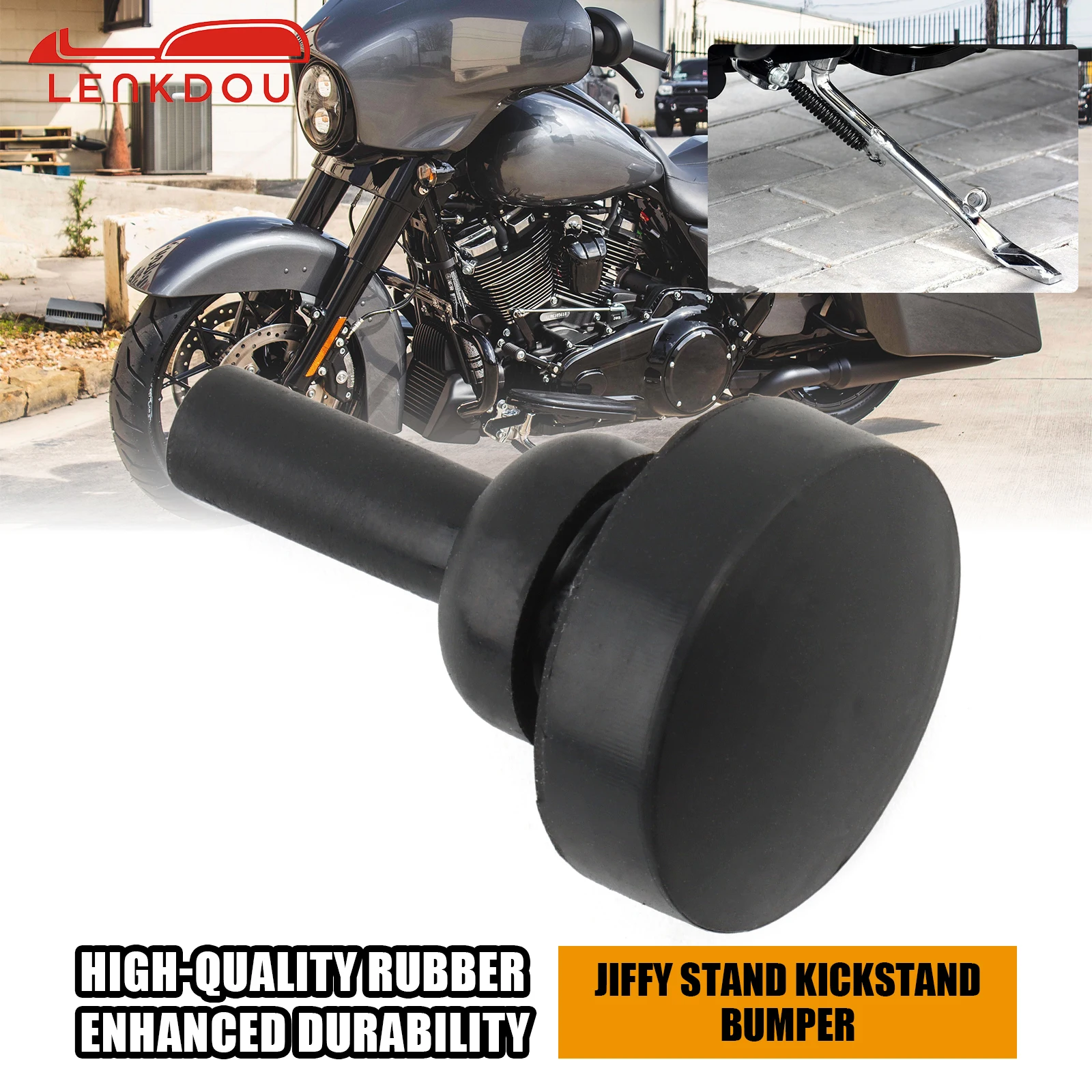 

Motorcycle Black Jiffy Stand Kickstand Bumper Pad Rubber For Harley Touring Road King Electra Street Road Glide CVO 2007-2023