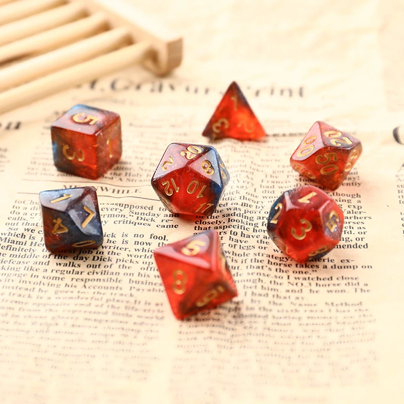 스타 샤인 글리터 스파클 다면체 주사위 세트, 가족 파티 보드 게임, TRPG, DND 게임용, D4, D6, D8, D10, D %, D12, D20, 세트당 7 개