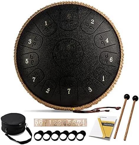 

Steel Tongue Drum - 12 Inches 13 Notes - Percussion Instruments - Hand Pan Drum with Music Book, Drum Mallets and Carry Bag, C