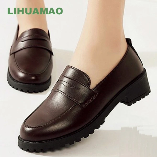 LIHUAMAO mocasines clásicos estilo para mujer, zapatos informales sin cordones, calzado de trabajo para caminar al aire libre, color marrón| planos de mujer| - AliExpress