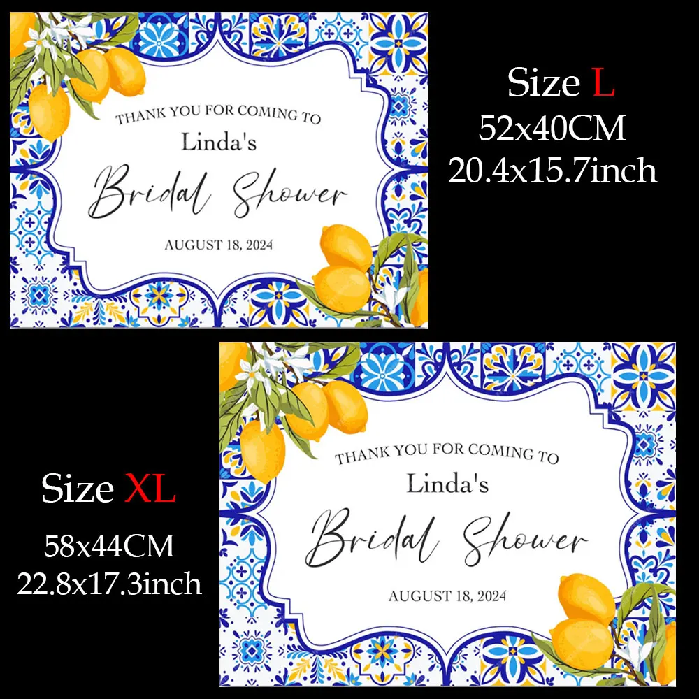 Acrylic Wall Decor Acrylic Party Decor Wedding Poster Mediterranean Lemon Bridal Shower Welcome Sign Mosaic Board Navy Blue Lemon Welcome Sign for Birthday Wedding Decor