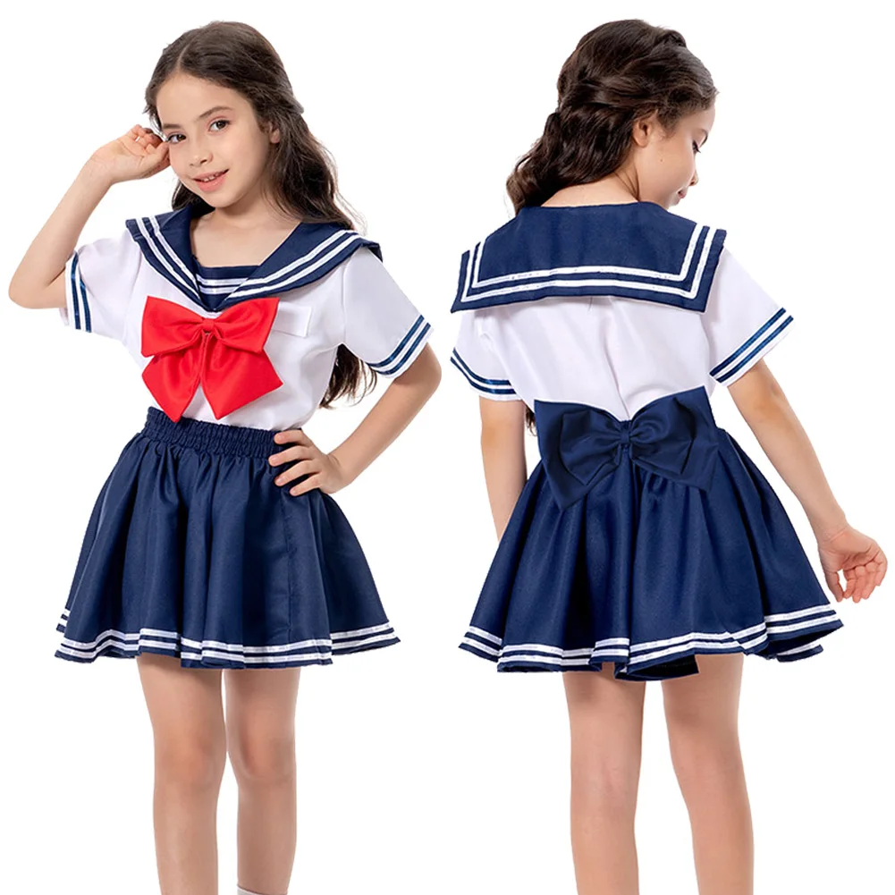 

Japanese Student School Girl Uniform Child Little Girls Fancy Tops Skirt Dress Costume Kids Children Roleplay Fantasia Outfits