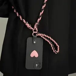 Crossbody Lanyard Wrist Strap Love Heart Silicone Case for Honor Magic 3 Pro (A)