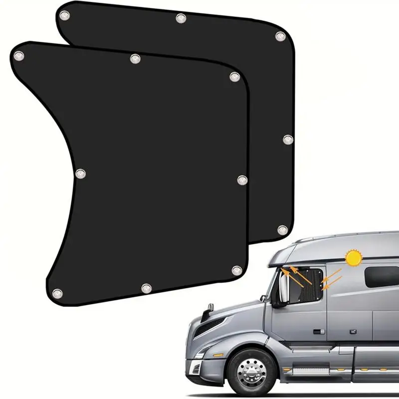 BOXOB 2 Tende Parasole Per Camion - 60x49cm, Rete Nera Con Ventose, Per Finestrini Laterali