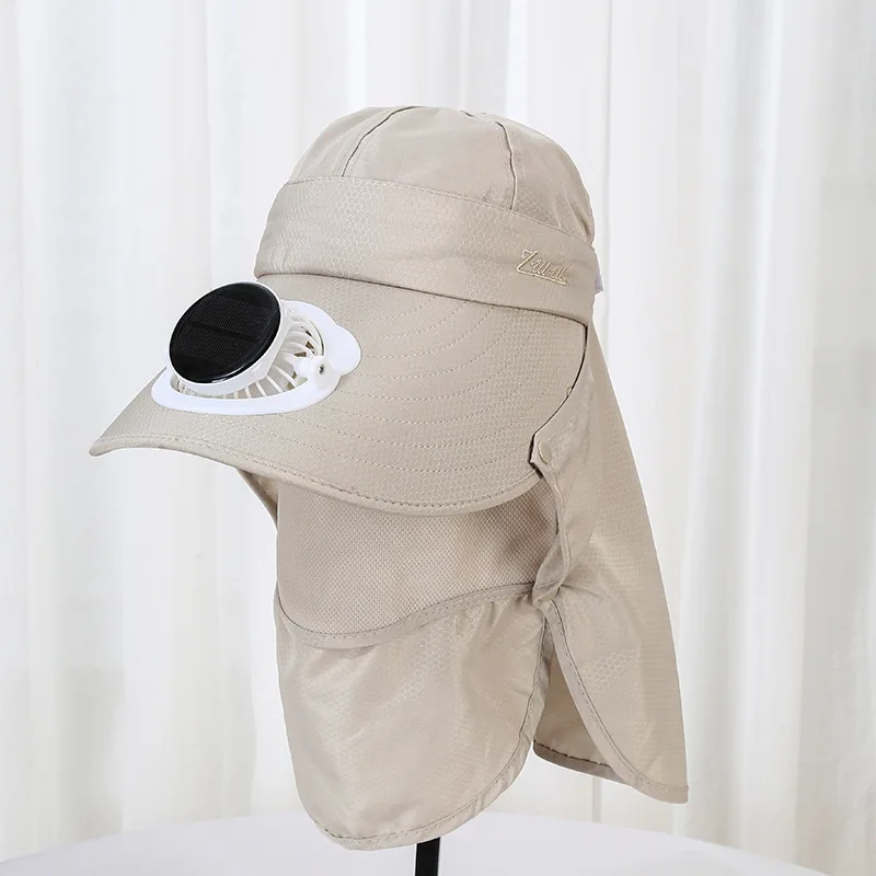 Summer Adult Solar Charging Fan Hat Female Rural Greenhouse Work Picking Sunshade Sun Protection, Big Eaves Hat Male Fishing Hat