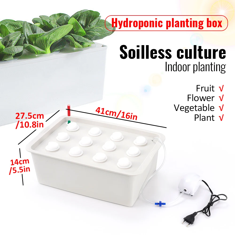 Description Picture 6 of item12 Holes Plant Site Hydroponic Garden Pots Planter System Cabinet Box Grow Kit Bubble Nursery Pot Indoor Outdoor Cultivation Box