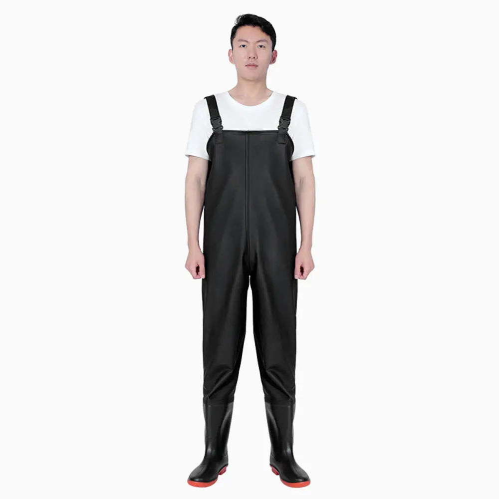 Fashion Adjustable Fishing Waders-Waterproof Fishing Pants with Bootfoot Shoes Outdoors Man Water Accessories,Black