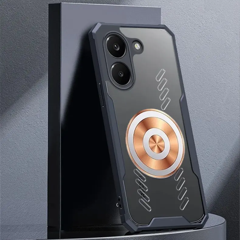 Enhanced Heat Dissipation Transparent Phone Case with Red Copper Totem Design - Graphene Cooling Shockproof Shell