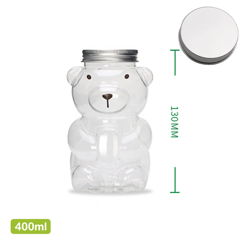 1PC Disposable Drink Bottles Little Bear Plastic Water Bottle Cute Creative Students and Children Transparent Straw Water Cup