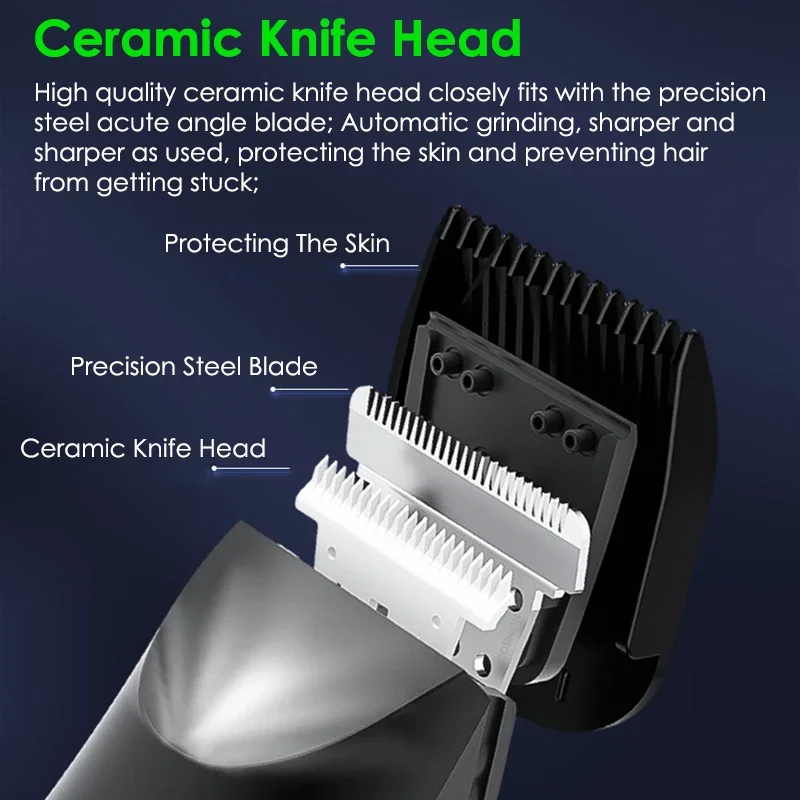 Professional Fashion Electric Hair Clippers Quiet Cordless Body Hairs Trimmers For Man Waterproof Wet/Dry Groomer Shaver Razor 3