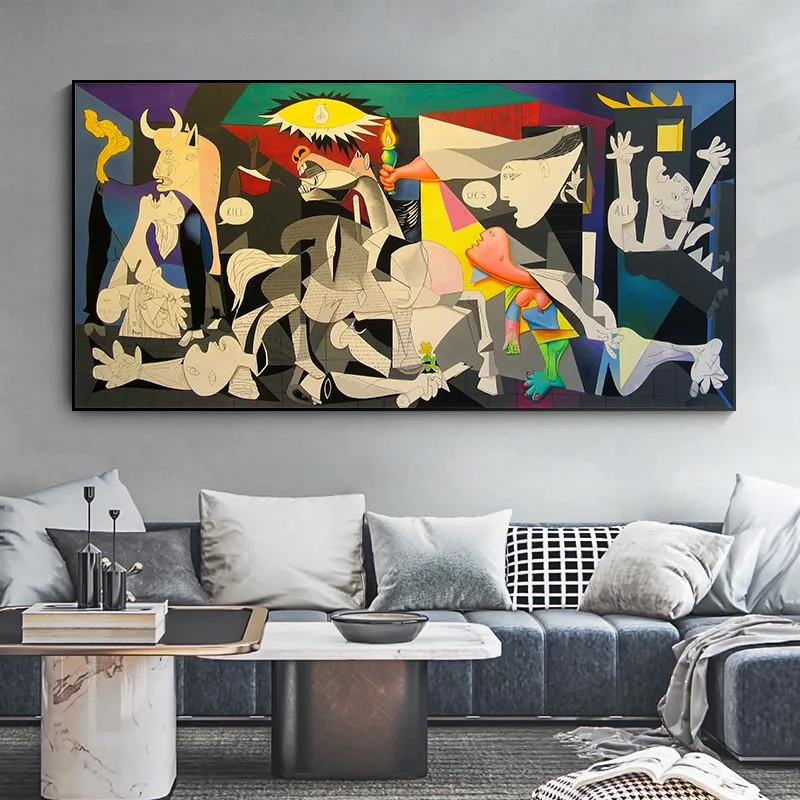 Picasso Guernica Artwork Poster Canvas Print Famous Painting Riproduzione Wall Art Pictures For Home Decoration Room Living Room