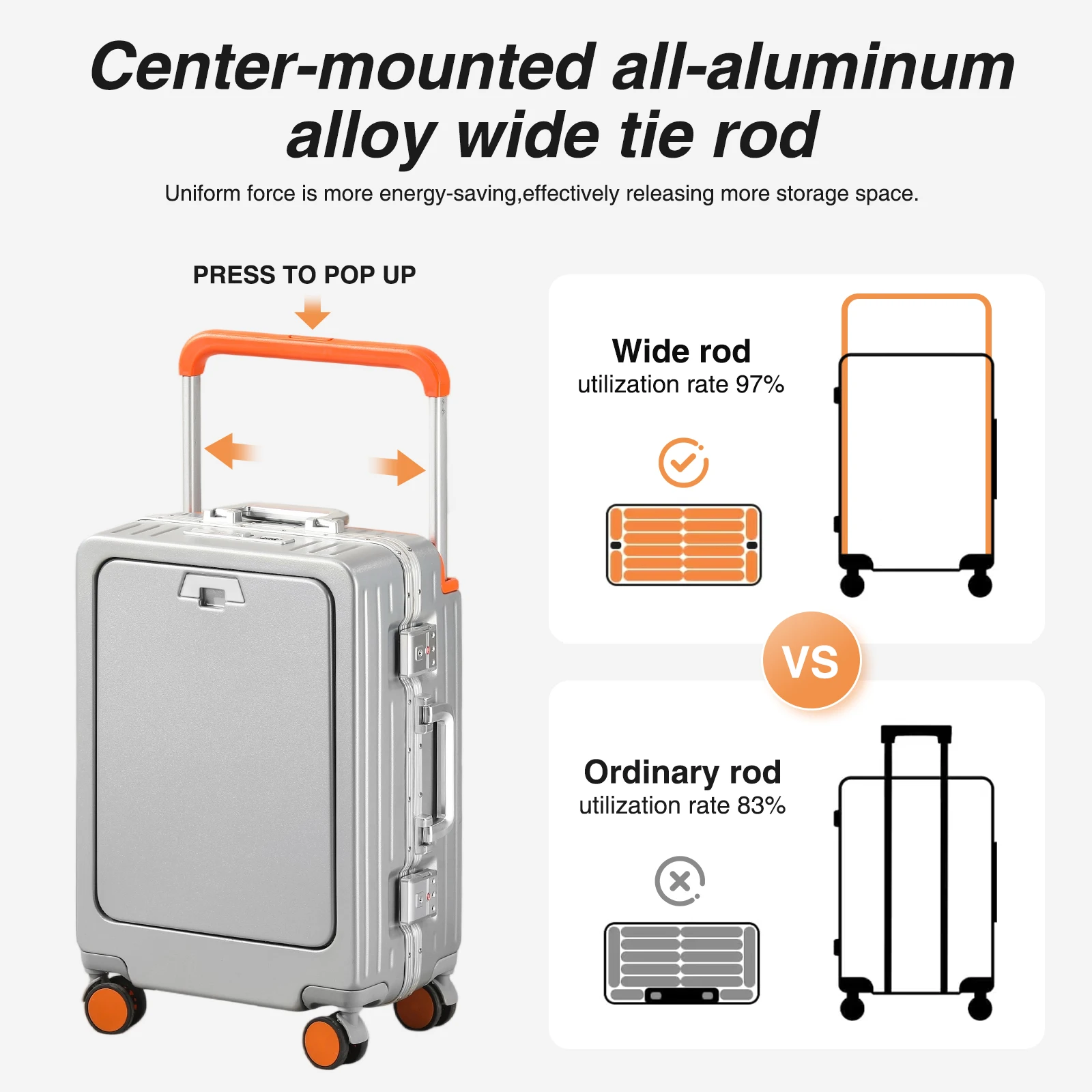 AIWEINY Aluminum Frame Luggage - Military Grade Pressure Resistance, Baby-Safe Lining, 30% Larger Capacity with Dual-Door Design 4