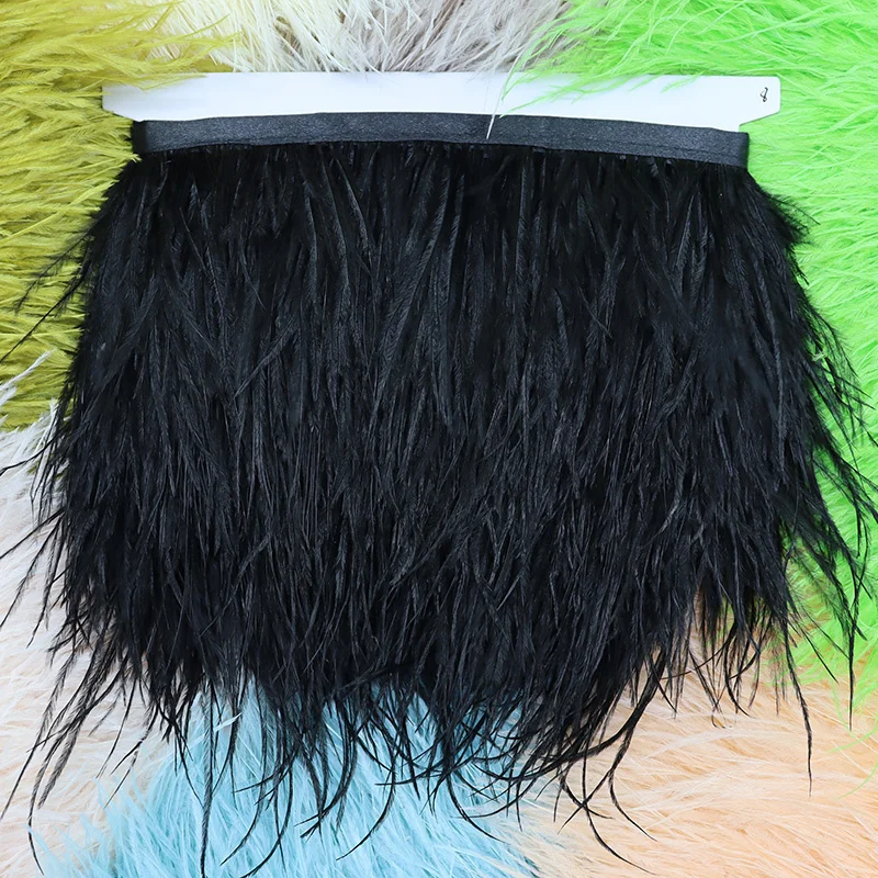 Description Picture 2 of item2M 8-10cm Black Ostrich Feathers Trim Crafts Sewing Clothing Party Handmade DIY Plume Ribbon Wedding Headdress Carnival Decor