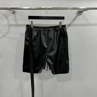 Designer Rick Pants 24ss New Summer Owens Shorts For Men PU Leather Short Pants Drawstring Straight Casual RO Short Pants 2