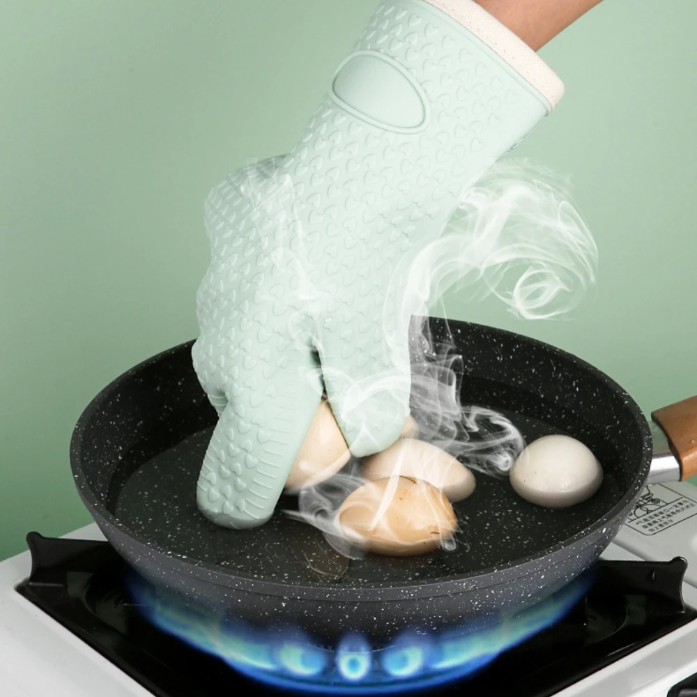 1pcs Anti-scald Thickened Silicone Gloves Heat Resistant Microwave Oven Baking Gloves BBQ Anti-slip Heat Insulation Mitt