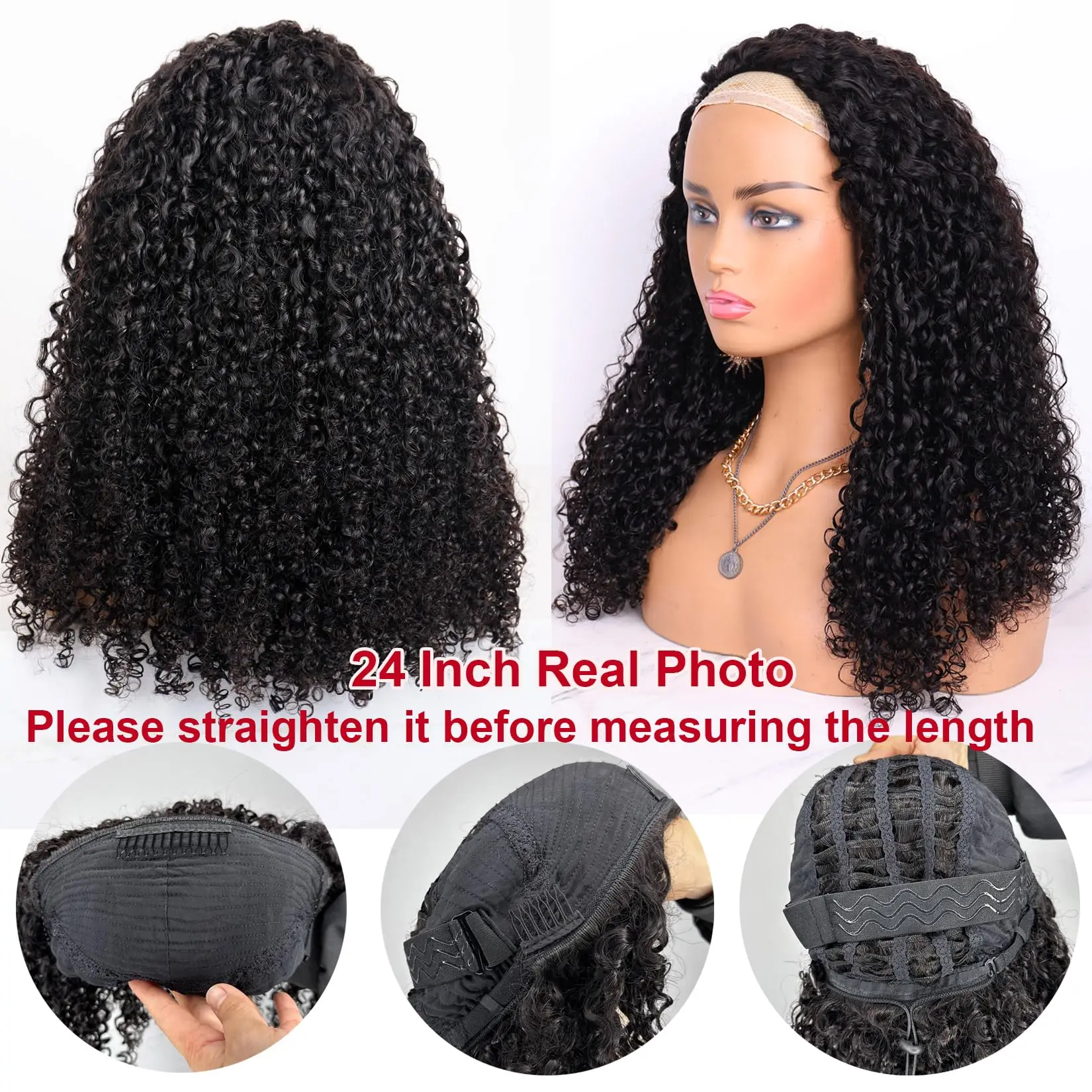Burmese Curly 250% Density 3 In 1 Half Wig Human Hair 2 Spiral Curly Seamless Flip Over Wear and Go Wigs With Drawsting