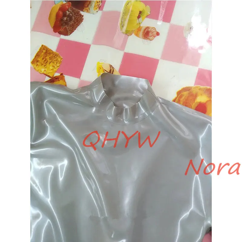 Neck Entry Handmade Natural Latex Catsuit Men Rubber Bodysuits Open Crotch Front Hole Szie XS -xxxl Costume (No Zip)