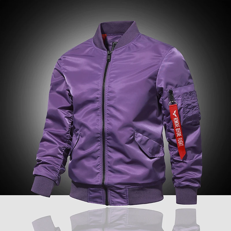 Spring and Autumn New Air Force MA1 Pilot Jacket Men's Solid Color Baseball Suit Casual Versatile Large Work Cycling Jacket 1