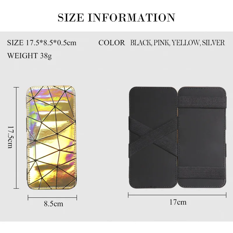 Creative Magic Wallet Women Laser Triangle Indentation Lines Long Money Clips Thin Card Bag Holder Portable Ladies Cash Purse images - 6