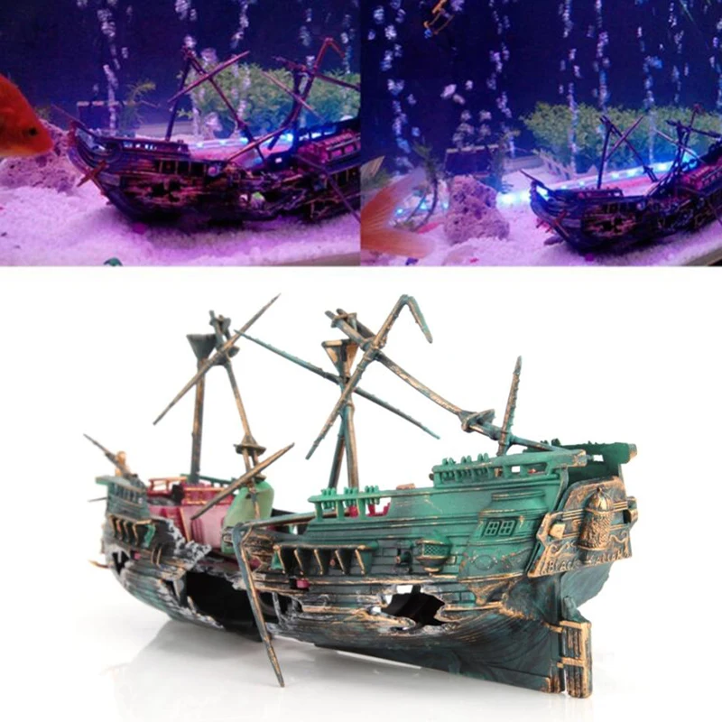 Aquarium Decoration Boat Shipwreck for Fish Tank