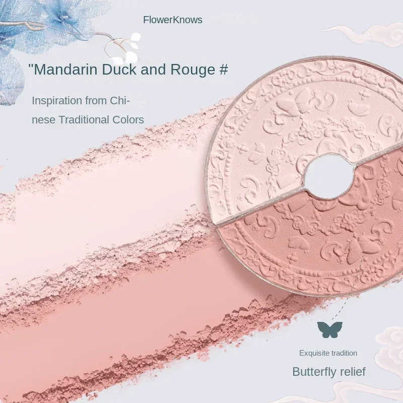 Flower Knows Blusher Butterfly Cloud Collar Collection Rouge Box Duo Blush For Dark Skin Peach Makeup For Cheeks Matte Finish - Image 3