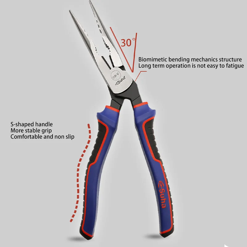SUHA 8.5 inch Elbow Pointed Pliers For Cutting Steel Wire Electrician's Labor Saving Hand Guard Multifunctional Manual Tool 3