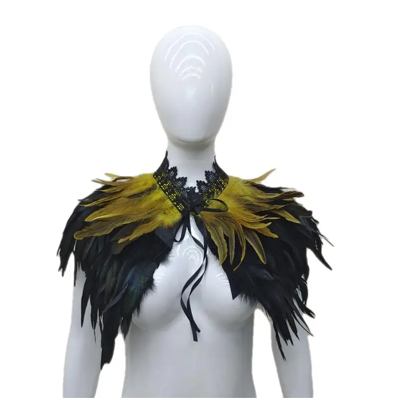 9 Color Luxury Feather Choker Gothic Clothes Accessories Party Cosplay Feather Fur Shawl Scarf Women Halloween Decor Pro Wrapm