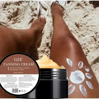 GZE Crema abbronzante per la pelle estiva Autoabbronzante senza sole per viso corpo per bagliore naturale Bronzer per il corpo Lozione abbronzante facile da usare 80g 1