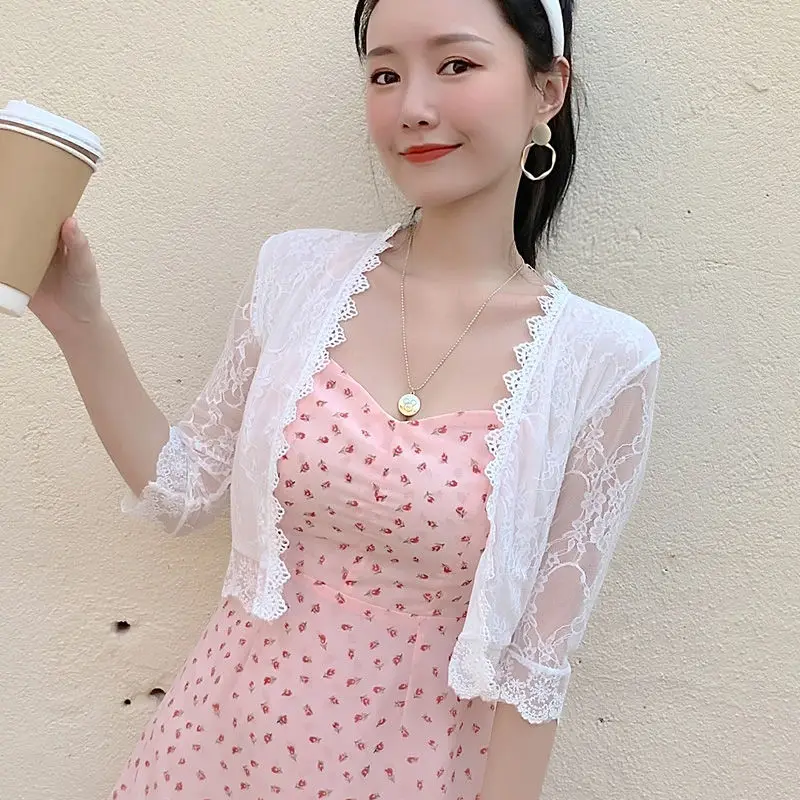 Black White Pink Apricot Women Bolero Long Sleeve Shrug Bolero Lace Bridal Cape Dress Jacket Wraps Beach Shawl Bridesmaid
