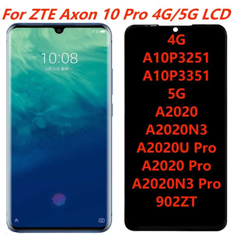 

Оригинальный ЖК-дисплей 6,47 дюйма для ZTE Axon 10 Pro 4G A10P3251 с рамкой Axon 10 Pro 5G A2020