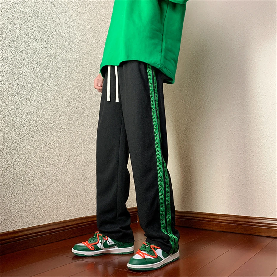 Plus Size 10XL Sweatpants Men Straight Pants Side Patchwork Design Fashion Casual Trousers Male Pants Big Size 10XL