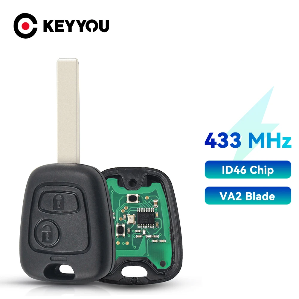 KEYYOU 2 Buttons Smart Car remote control Key 433Mhz PCF7961 Chip For