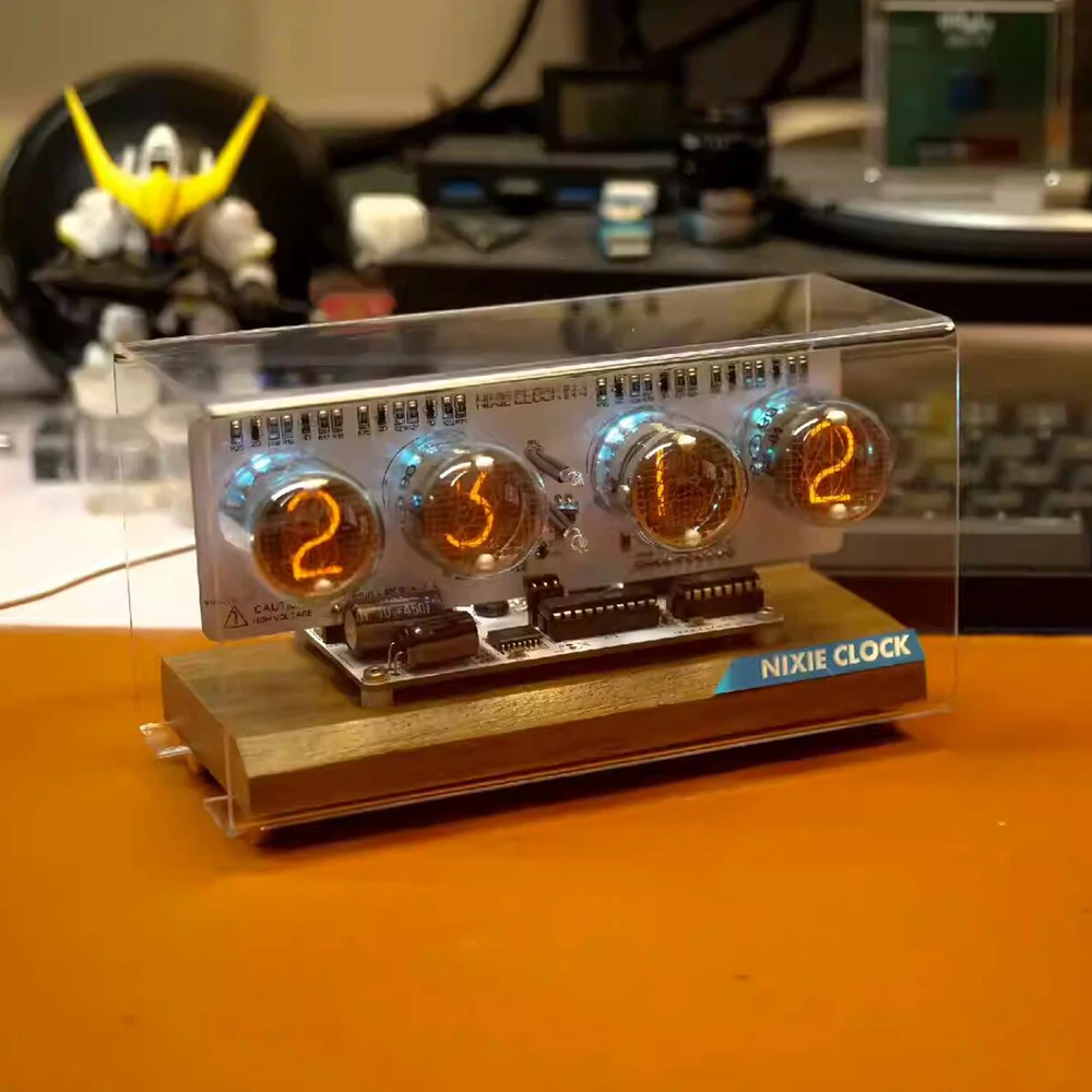 

4-битный светящийся трубчатый часовой модуль IN4, аксессуары для часов Nixie, звуковые аксессуары с фотоэлементами и цельной деревянной основой