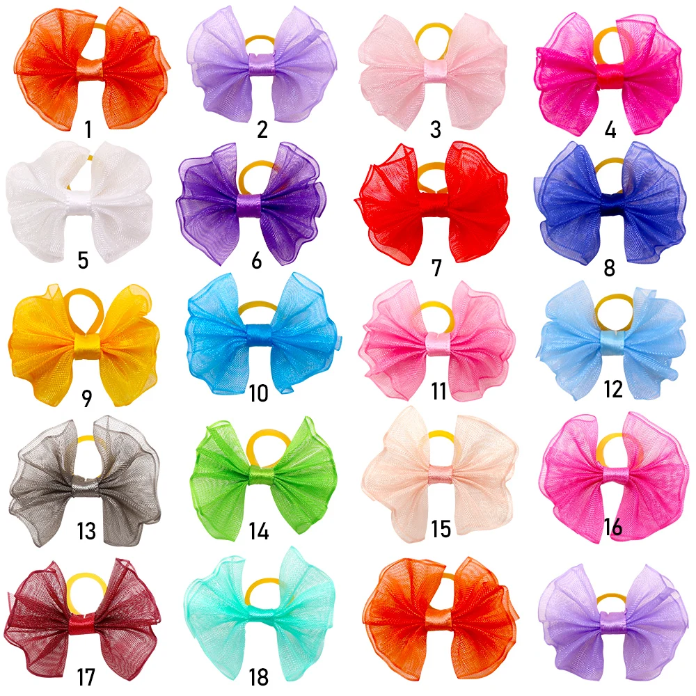 20pcs Lace Dog Bows Dog Hair Bows With Rubber Bands Butterfly Grooming Cute Boutique Gift Pet Bowknot For Puppy Cat Pet Headwear 4