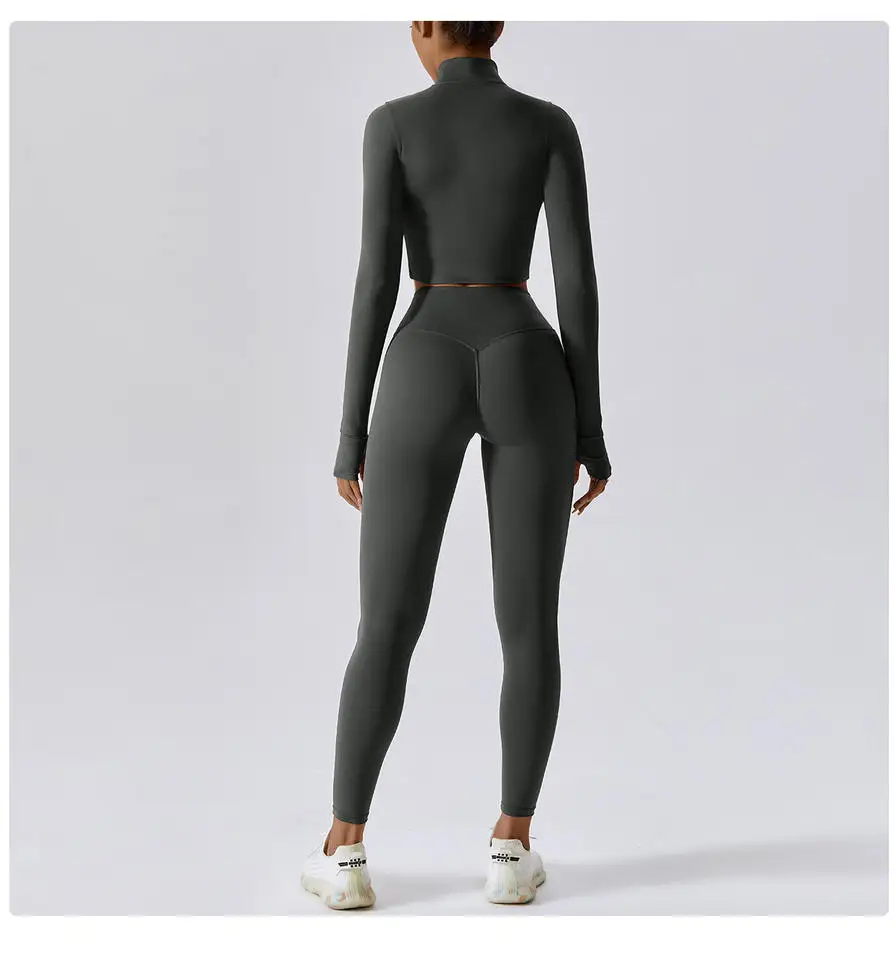 Custom LOGO Fitness Clothes Hip Lift Long Sleeve Exercise Set Gym Women's 4 Piece Yoga Set Gym Fitness Set 6