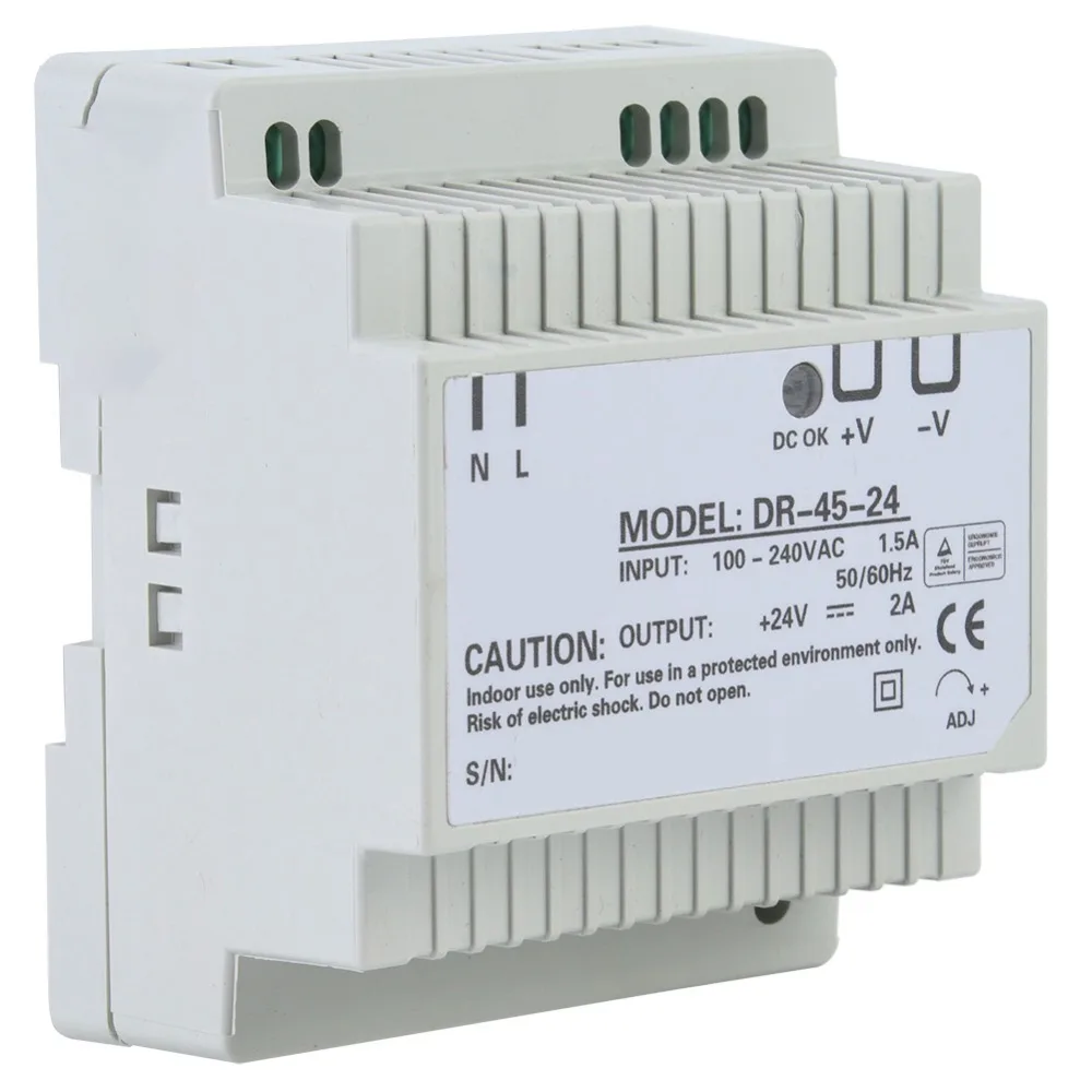 DR-45-24 AC/DC 스위칭 전원 공급 장치 100-240VAC 45W 24V 1.5..