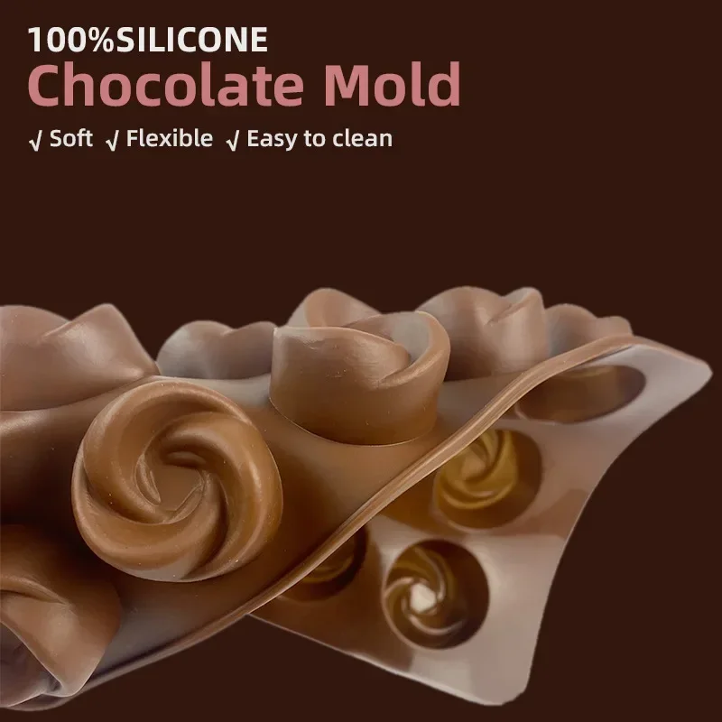 2/4Pcs Chocolate Molds Set Flower Rose Heart Reusable Silicone Candy Ice Cube Jelly Handmade Soap Cake Decoration Baking Mold