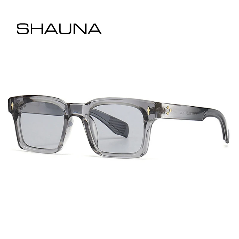 SO&EI Fashion Square Rivets Gradient Sunglasses Men Shades UV400 Vintage Dark Green Trending Women Sun Glasses_voghion.com